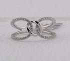Radiant Reflections: 14kt White Gold Womens Round Diamond Negative Space Link Fashion Ring - Front View