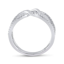 Load image into Gallery viewer, Radiant Reflections: 14kt White Gold Womens Round Diamond Negative Space Link Fashion Ring - Top View