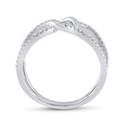 Radiant Reflections: 14kt White Gold Womens Round Diamond Negative Space Link Fashion Ring - Top View