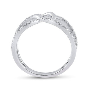 Radiant Reflections: 14kt White Gold Womens Round Diamond Negative Space Link Fashion Ring - Splendid Jewellery