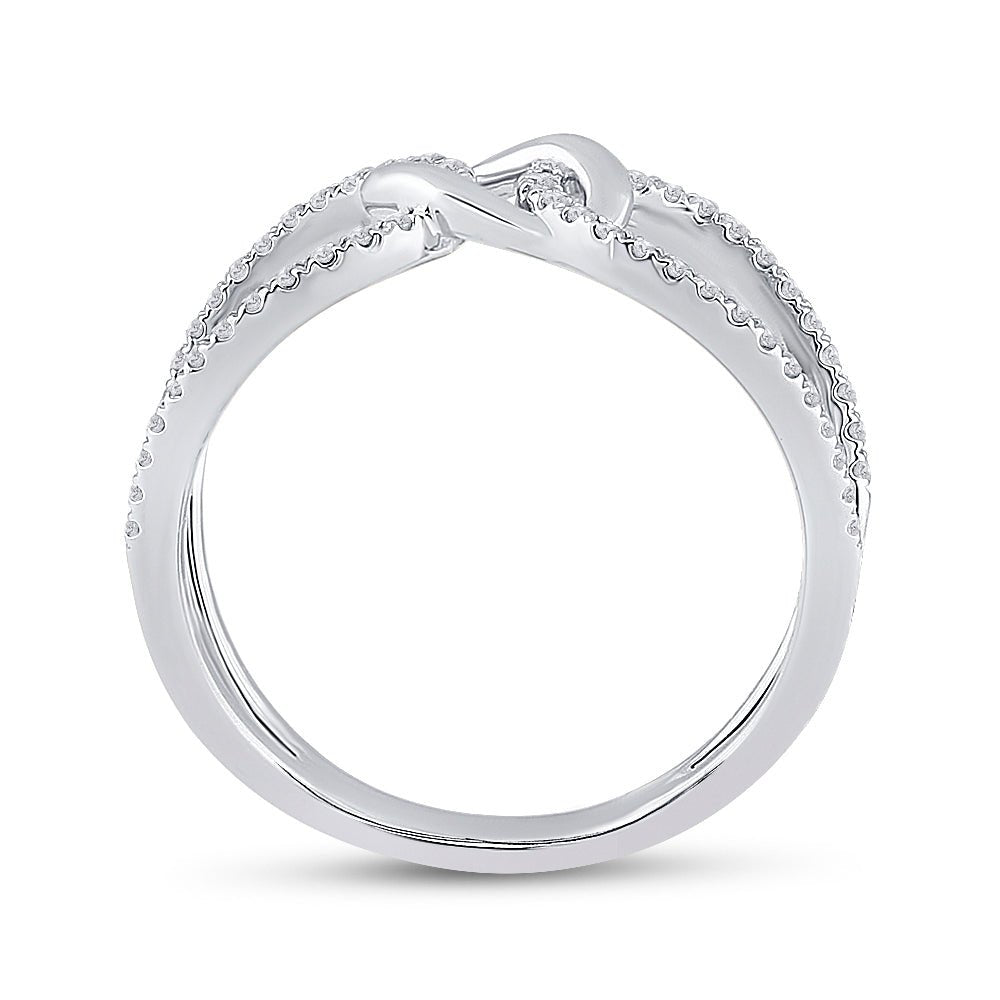 Radiant Reflections: 14kt White Gold Womens Round Diamond Negative Space Link Fashion Ring - Splendid Jewellery