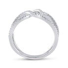 Radiant Reflections: 14kt White Gold Womens Round Diamond Negative Space Link Fashion Ring - Splendid Jewellery