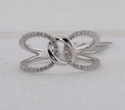 Radiant Reflections: 14kt White Gold Womens Round Diamond Negative Space Link Fashion Ring - Splendid Jewellery