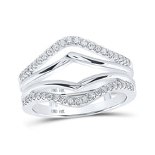 Load image into Gallery viewer, Radiant Reflections: 14kt White Gold Womens Round Diamond Wrap Enhancer Wedding Band 1/3 Cttw - Splendid Jewellery