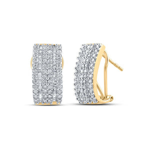 Radiant Reflections: 14kt Yellow Gold Diamond Vertical Stripe Hoop Earrings - Splendid Jewellery