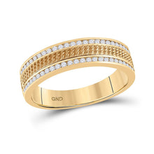 Load image into Gallery viewer, Radiant Reflections: 14kt Yellow Gold Textured Diamond Wedding Band - Splendid Jewellery