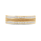 Radiant Reflections: 14kt Yellow Gold Textured Diamond Wedding Band - Front View