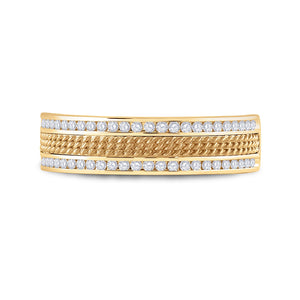 Radiant Reflections: 14kt Yellow Gold Textured Diamond Wedding Band - Splendid Jewellery