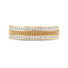 Radiant Reflections: 14kt Yellow Gold Textured Diamond Wedding Band - Splendid Jewellery