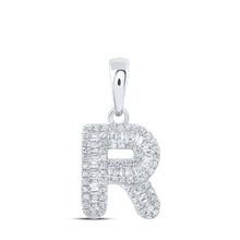 Load image into Gallery viewer, Radiant Reflections: Baguette Diamond Initial Pendant in 10kt White Gold - Splendid Jewellery