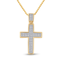 Load image into Gallery viewer, Radiant Reverence: 10kt Yellow Gold Diamond Cross Pendant  Top View from Splendid Jewellery