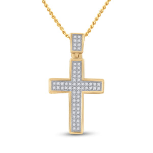 Radiant Reverence: 10kt Yellow Gold Diamond Cross Pendant - Splendid Jewellery