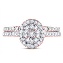 Load image into Gallery viewer, Radiant Romance | 10kt Rose Gold Oval Halo Diamond Bridal Wedding Ring Set - Splendid Jewellery