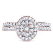 Load image into Gallery viewer, Radiant Romance | 10kt Rose Gold Oval Halo Diamond Bridal Wedding Ring Set - Alternate view 4 from Splendid Jewellery
