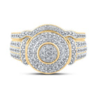 Radiant Romance | 10kt Yellow Gold Diamond Cluster Bridal Wedding Ring Band Set 1/5 Cttw - Splendid Jewellery