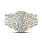 Radiant Romance | 10kt Yellow Gold Diamond Cluster Bridal Wedding Ring Band Set 1/5 Cttw - Splendid Jewellery