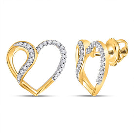 Radiant Romance 10kt Yellow Gold Diamond Heart Earrings  Top View from Splendid Jewellery