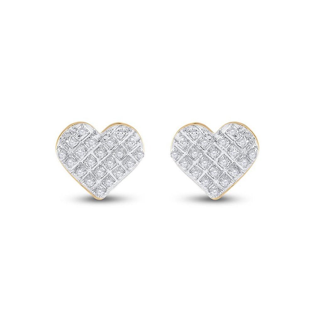 Radiant Romance: 10kt Yellow Gold Diamond Heart Earrings - Splendid Jewellery