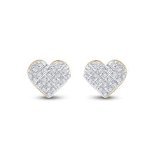Load image into Gallery viewer, Radiant Romance: 10kt Yellow Gold Diamond Heart Earrings - Splendid Jewellery