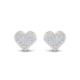 Radiant Romance: 10kt Yellow Gold Diamond Heart Earrings - Splendid Jewellery