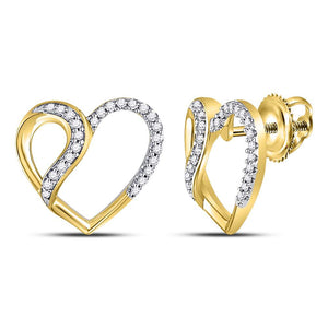 Radiant Romance 10kt Yellow Gold Diamond Heart Earrings - Splendid Jewellery