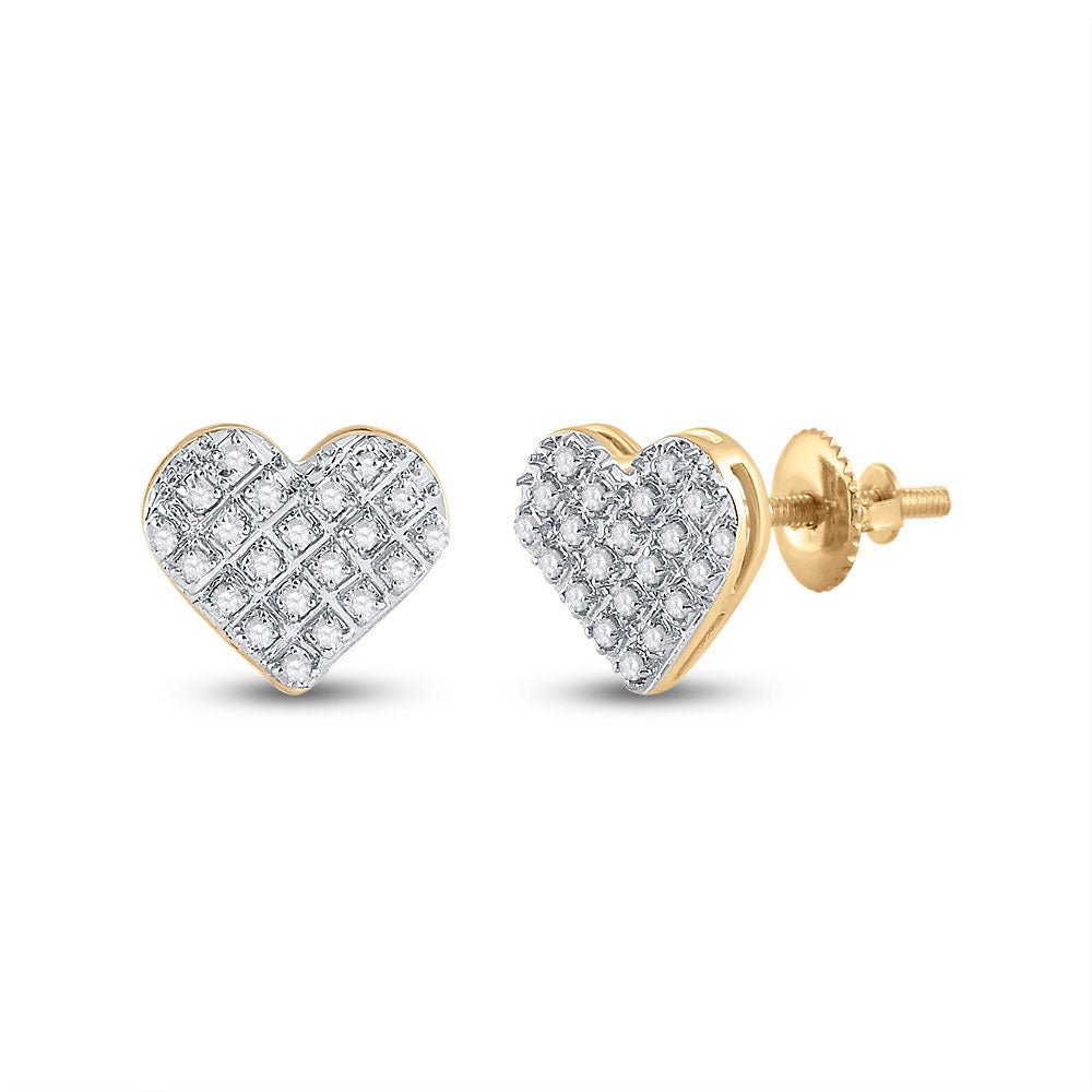 Radiant Romance: 10kt Yellow Gold Diamond Heart Earrings - Splendid Jewellery