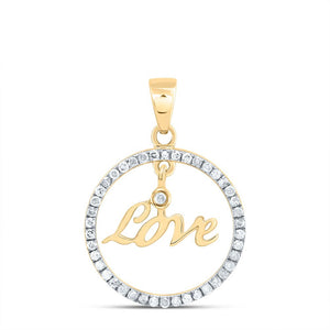 Radiant Romance: 10kt Yellow Gold Diamond Heart & Love Pendant - Splendid Jewellery