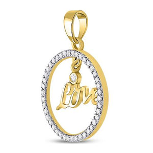 Radiant Romance: 10kt Yellow Gold Diamond Heart & Love Pendant - Splendid Jewellery