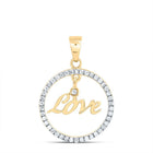 Radiant Romance: 10kt Yellow Gold Diamond Heart & Love Pendant - Splendid Jewellery