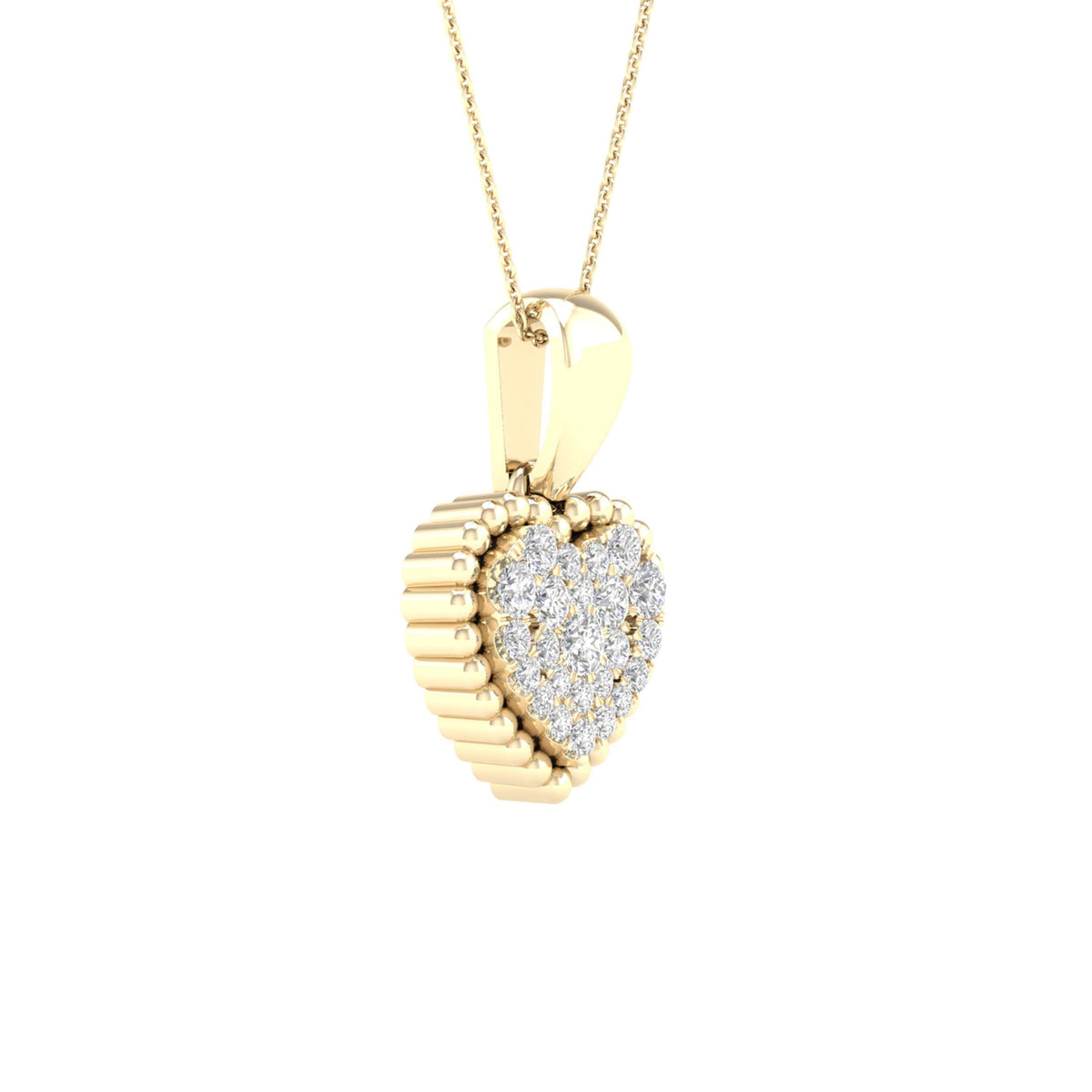Radiant Romance: 10kt Yellow Gold Diamond Heart Pendant - Splendid Jewellery