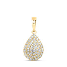 Radiant Romance: 10kt Yellow Gold Womens Round Diamond Teardrop Pendant - Splendid Jewellery
