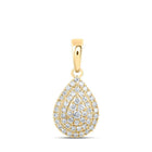Radiant Romance: 10kt Yellow Gold Womens Round Diamond Teardrop Pendant - Splendid Jewellery