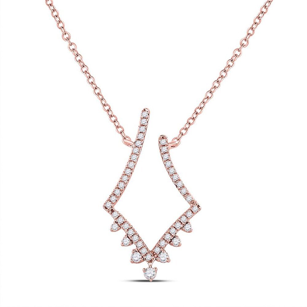Radiant Romance: 14kt Rose Gold Diamond Pendant Necklace - Splendid Jewellery