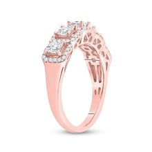 Load image into Gallery viewer, Radiant Romance | 14kt Rose Gold Princess Diamond 5 - Stone Anniversary Ring 1 Cttw - Splendid Jewellery