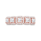 Radiant Romance | 14kt Rose Gold Princess Diamond 5 - Stone Anniversary Ring 1 Cttw - Splendid Jewellery