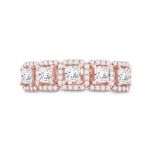 Load image into Gallery viewer, Radiant Romance | 14kt Rose Gold Princess Diamond 5 - Stone Anniversary Ring 1 Cttw - Splendid Jewellery