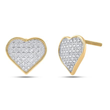 Load image into Gallery viewer, Radiant Romance: Yellow-tone Sterling Silver Heart Diamond Earrings  Side View from Splendid Jewellery