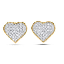Load image into Gallery viewer, Radiant Romance: Yellow-tone Sterling Silver Heart Diamond Earrings  Top View from Splendid Jewellery