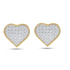 Radiant Romance: Yellow-tone Sterling Silver Heart Diamond Earrings  Top View from Splendid Jewellery