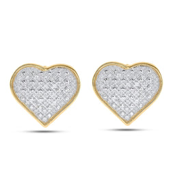 Radiant Romance: Yellow-tone Sterling Silver Heart Diamond Earrings  Top View from Splendid Jewellery