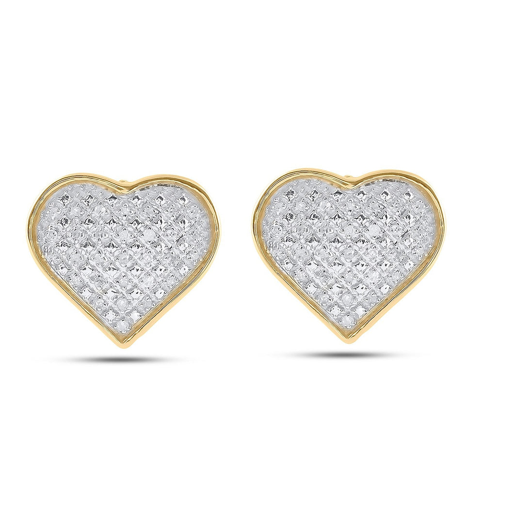 Radiant Romance: Yellow - tone Sterling Silver Heart Diamond Earrings - Splendid Jewellery