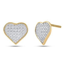 Load image into Gallery viewer, Radiant Romance: Yellow - tone Sterling Silver Heart Diamond Earrings - Splendid Jewellery