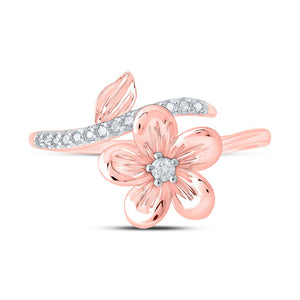 Radiant Rose: 10kt Rose Gold Diamond Blossom Ring - Splendid Jewellery