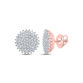 Radiant Rose: 10kt Rose Gold Diamond Cluster Earrings - Splendid Jewellery