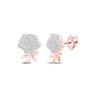 Radiant Rose: 10kt Rose Gold Diamond Flower Earrings - Splendid Jewellery