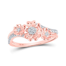 Load image into Gallery viewer, Radiant Rose: 10kt Rose Gold Diamond Flower Fashion Ring - Splendid Jewellery