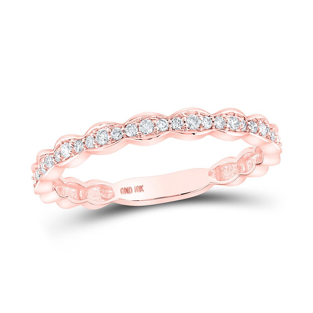 Radiant Rose: 10kt Rose Gold Diamond Stackable Band Ring - Splendid Jewellery