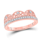 Radiant Rose: 10kt Rose Gold Women's Round Diamond Band Ring 1/5 Cttw - Alternate view 1 from Splendid Jewellery