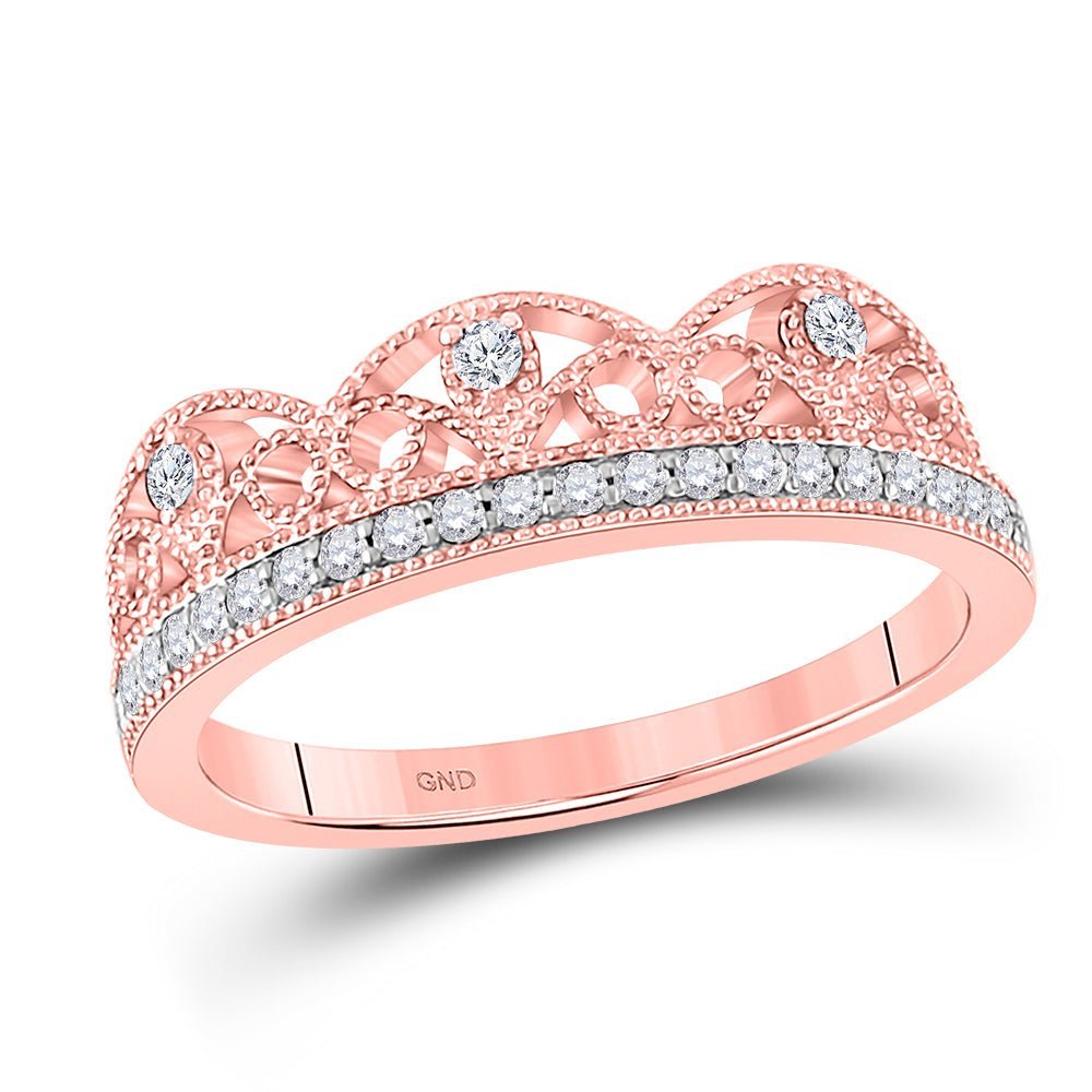 Radiant Rose: 10kt Rose Gold Women's Round Diamond Band Ring 1/5 Cttw - Splendid Jewellery