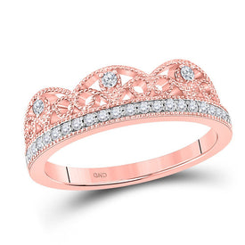 Radiant Rose: 10kt Rose Gold Women's Round Diamond Band Ring 1/5 Cttw - Splendid Jewellery